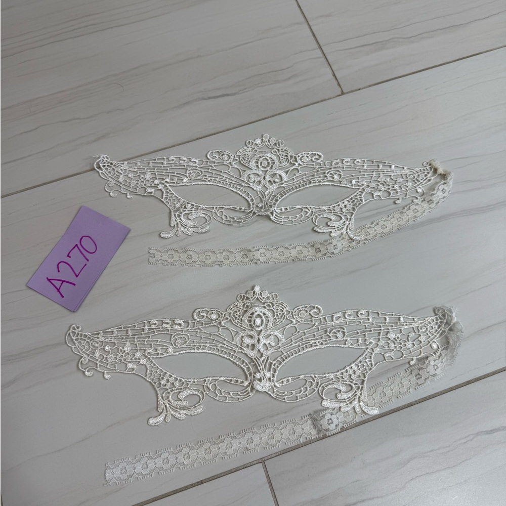 2 Piece Intricate White Lace Masquerade Masks (A270)